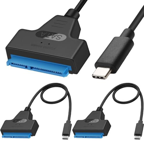 Xiatiaosann USB C to SATA Adapter, 10Gbps USB 3.0 Type-C Male to 2.5'' SATA III Hard Driver Converter Adapter, External Connector for 2.5inch HDD, SSD Data (2 Pack)