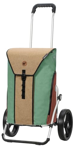 ANDERSEN Einkaufstrolley - Royal Shopper Oli.P 2.0 beige | mit Flüsterrädern, große Räder, 25 cm, aus Alu, bis 50 kg - Tasche mit Thermofach, Seitenfach, Reflektoren, 50 L