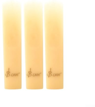 3 Stück Kunststoff-Klarinetten-Saxophon-Blätter für Alt, Tenor, Sopransaxophon, langlebig, leicht zu blasen (Klarinette, 66 x 11 x 2 mm) (Altgelb)