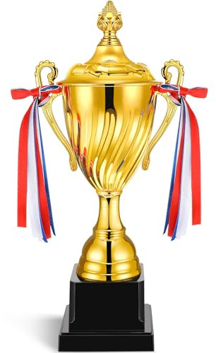 Inbagi 1 Pcs Gold Trophy Cup 14 Inch Large Trophy Winner Trophy Award for Sports Soccer Football Basketball League Match Other Team Tournaments Competitions Xmas Party Game Favors