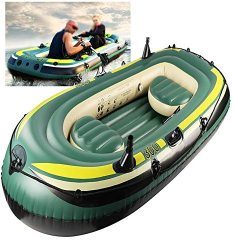 KKMNDE Aufblasbare Boote für Erwachsene, 3 Personen, verdickte Hovercraft, verschleißfeste Angriffs-Gummiboote, Beiboote zum Angeln