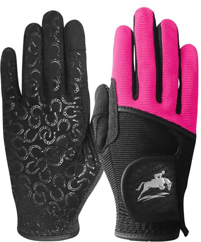 FINGER TEN Gants d'équitation pour Femmes – qualité supérieure pour Femmes – Gants d'équitation en Maille Respirants, légers et Confortables – Lot de Couleurs d'été (Rose, Small)