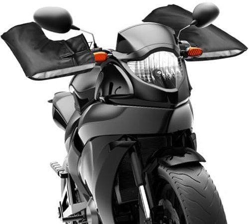 BAIFULAI Manchons De Guidon: Paquet Double Imperméable Et Résistant À l'usure Gants De Guidon Moto, Coupe-Vent Et Chauffant, pour Moto, Vélo, Scooter, E-Bike (Noir avec Bande Réfléchissante)