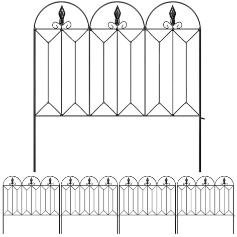 Gartenzaun Tiere Zaun, 5 Stück Dekorativer Gartenzaun, No Dig Fence Landschaft Zaun, 61cm (H) x 305cm (L), Für Hof Landschaft, Terrasse, Rasen, Blumenbeet