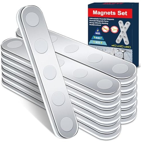 BKSAI 12er Unzerbrechliche Magnete Selbstklebend Stark Magnetband zum Kleben Neodym Magnete Klebemagnete 65x10x2mm Magnetband Flach für Schule, Büro