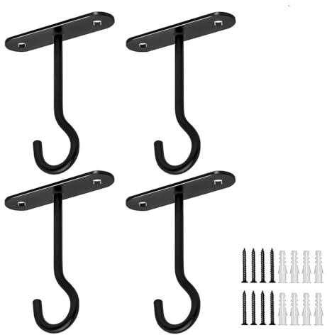 Sqxaldm Gancho para colgar plantas, soporte para macetas, jardinera, 4 entradas, para colgar macetas, comederos de pájaros, carillones de viento, farolillos (4 unidades)