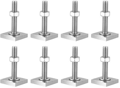 8 STK M6-35mm T-Nut Adapter, T-Nutensteine Dachträger Dachbox, Edelstahl T-Nut Nutsteine Set mit Muttern und Unterlegscheiben Kompatibel mit Thule Dachträger Relingträger Dachbox, M6-Quadratisch