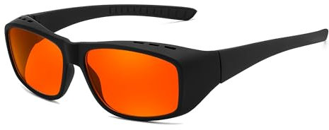 FEISEDY Blaulichtfilter Überziehbrille 99.99% Blaulicht-Blockierende Gaming Brille Computerbrille für Herren Damen Amber Getönt B1228