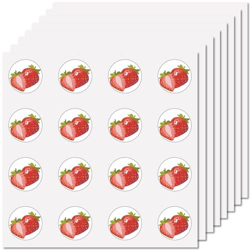 CREATCABIN 128 Stück Erdbeer Planer Aufkleber Früchte Helm Aufkleber Selbstklebend Wasserfest Runde Punkte Cartoon Aufkleber Massenaufkleber Für Scrapbooking Kalender Wasserflaschen Laptop 2.5cm