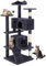 Sweetcrispy Rascador para Gatos, Estable, 135 cm de Alto, Varios Pisos, con columnas rascadoras, Plataformas, Bolas de Peluche, Color Gris Oscuro Moderno