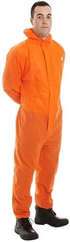 SUPREMETTF SUPREMELY TOUGH Mens Zip Fasten Durable Workwear Coveralls All-in-One Boiler Suit Type 5/6 Overall Dungarees Work Utility Uniform for Garage Carpenter Garden Mechanic (1, Orange, L)