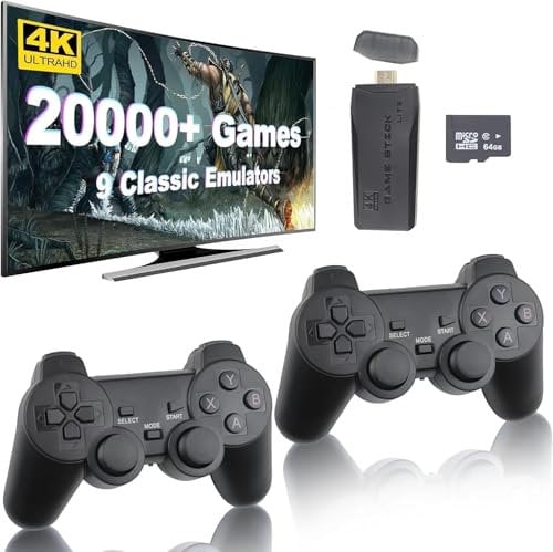 Console di Gioco Retrò, Retrogaming Console Retro Game Tv Stick, Uscita HDMI M8 64G 4K, 20000 games, Controller di Gioco Wireless, Giocattolo Console di Videogiochi giochi arcade 20000 portatile pc
