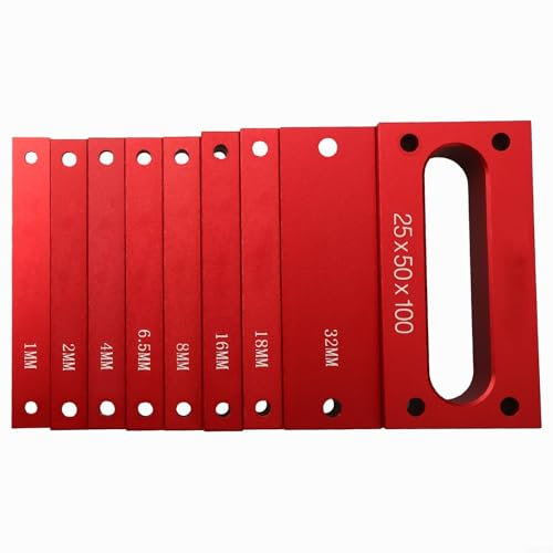 Metrische Aluminium-Setup-Blöcke, Höhenmessstäbe für Oberfräse, Tischsäge, Holzbearbeitung, Messwerkzeuge, 0,01 mm Genauigkeit, 9 Stück
