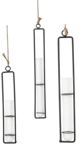 Yardwe 3stücke Hängende Glasröhre Für Hydrokultur Pflanzröhre Mit Eisenständer Hängender Übertopf Für Zuhause Wandvasen Aus Glas Für Pflanzen