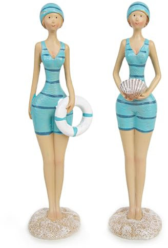 Logbuch-Verlag 2 Maritime Frauen Figuren Badenixen Schwimmerinnen Dekofiguren Deko Sommer Geschenk 20,5 cm