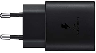Samsung Cargador USB C, Adaptador de Corriente 25 W Ultra rápido, Carga rápida, Samsung Cargador Original, con Cable, Negro