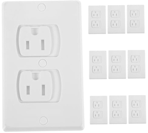 BESTonZON 10stücke Steckdosenabdeckung Mit Sicherheitsplatten Für Steckdosen Wandsteckdosensteckerplatte Aus Abs-material Selbstschließend Inklusive Schrauben
