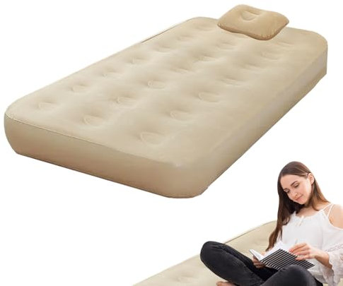 Inflatable Mattress - Air bed Single | Air Bed with Built-in Electric Pump | Blow Up Air Mattress | Inflating Guest Bed Twin Built-in Pump | Automatic Blowing Portable Folding Sleeping Pad For Hiking