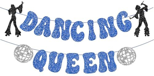 Orivin Glitzerndes Dancing Queen-Diskokugel-Banner für Mamma Mia Bachelorette Hochzeitsfeier-Dekorationen Dancing Queen-Mottoparty-Zubehör