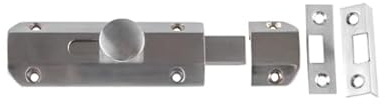Kooples Hardware Architectural Slide Door Bolts – Heavy Duty Straight Slide Bolt for Doors, Gates & Cabinets – Modern Brushed or Polished Finish with Screws Included (Satin Nickel, 100x35mm)