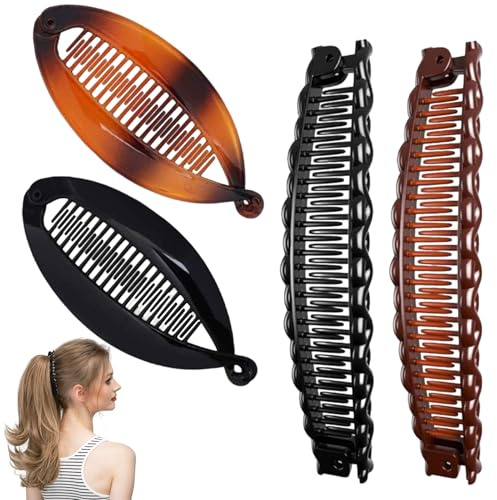 4 Pièces Banana Clip-Pince Banane Cheveux Femme-Pince à Cheveux Pour Cheveux épais-Pour queue de cheval - Style vintage Accessoire Cheveux Pince Banane Pour Femmes et Filles