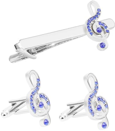 minkissy Boutons de Manchette et Pince à Cravate Homme Accessoires Élégants Forme de Note de Musique avec Pour Chemise de Travail et Costume pour Affaires et Occasions Spéciales