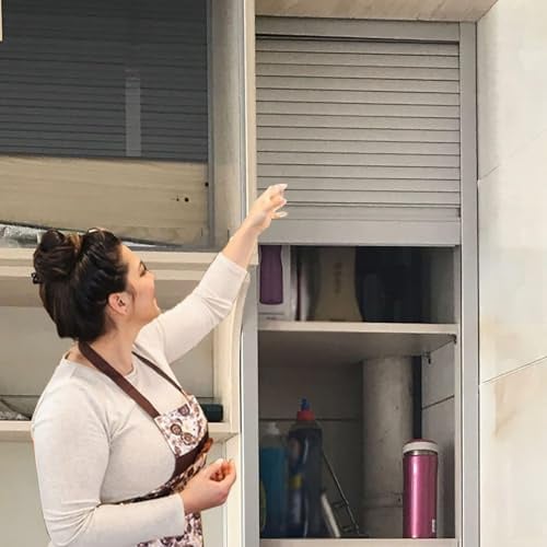 MLYAYE Kit de Porte à Tambour et Rail pour Armoire intérieure, Portes de Garage Portables à Descente coulissante pour appareils de Cuisine(100x120cm/39x47in)