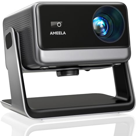 AMEELA Smart 4K Projector Netflix Included, Dolby Audio, Auto Focus & Keystone, 30000 Lumens Portable Movie Projector with WiFi and Bluetooth, 100,000+ Apps for Bedroom/Indoor/Outdoor