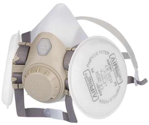 AirGuard Pro® Atemschutzmaske Halbmaske-Set wiederwervendbar mit Partikelfilter – Gasmaske, Staubfilter, Staubnaske – EN 140 & EN 143 – Schutz vor Feinstaub, Aerosolen, Gase, Dämpfe & Partikeln