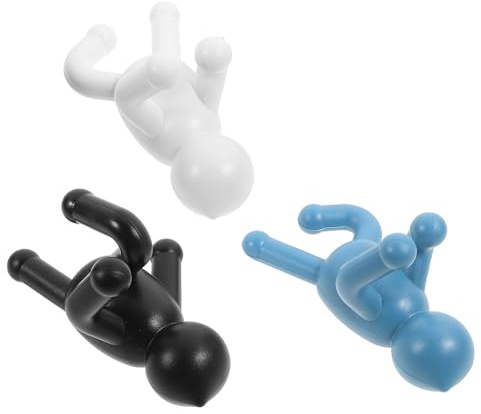 FOMIYES 3 Ganci da Parete Piccoli a Forma di Omino, Appendiabiti Decorativi per Cucina e Bagno, Ganci da Muro Versatili per Asciugamani, Borse e Cappotti, Set Multicolore Colore Casuale