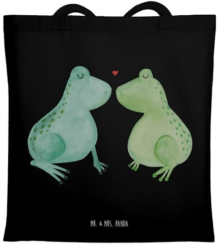 Mr. & Mrs. Panda Einkaufstasche Frosch Liebe - Geschenk, Strandtasche, Laptoptasche, Freundin, Tasche, Hochzeitstag, Tote Bag, Shopping, Umhängetasche