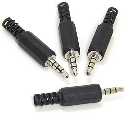 Reemplazo 4 Unidades TRRS Macho Enchufe 4 Polos 1/8 3.5mm Tipo de Soldadura DIY Cable de Audio Conector para Reparación Auriculares