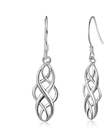 Damen Ohrringe 925 Sterling Silber ohrhänger keltischer Knoten Tropfen ohrringe mit Schmuck Geschenkbox