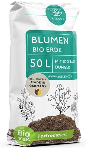 Bio Blumenerde 50 L mit Dünger - Erde für Pflanzen - Torfreduzierte Pflanzenerde aus 100% natürlichen Rohstoffen für kräftige Blumen - Universalerde für Pflanzen