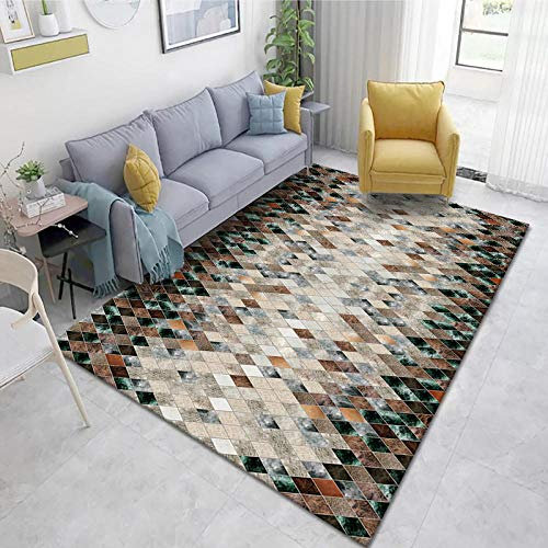 YQZS Teppich Schlafzimmer Teppich Orientteppich Kleiner Diamant Teppich farbecht Pflegeleicht,160X230(63X90inch)