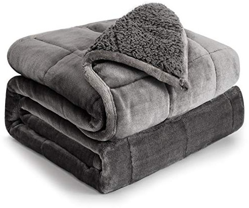 Cottonblue Sherpa-Fleece-Gewichtsdecke, 6,8 kg, für Erwachsene, Baumwolle, flauschig, volle Größe, weiche Decke für Schlafsofa, 121,9 x 182,9 cm, Grau