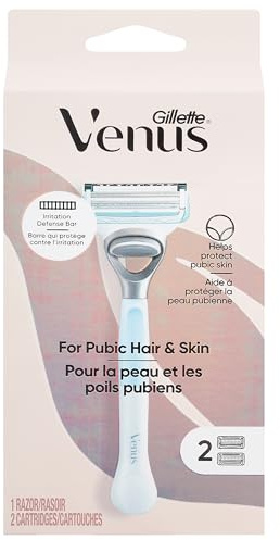 Gillette Venus Intimate Grooming Razors for Women, Bikini Razors for Women, 1 Venus Razor Bikini Trimmer, 2 Razor Blade Refills, Pink, (Package May Vary)