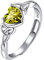 Suplight Damen 925er Silber Verstellbarer Ring Herzform synthetische Peridot Geburtsstein August minimalistische Solitärring mit olivgrünen Zirkonia Schmuck Accessoire für Ehefrau