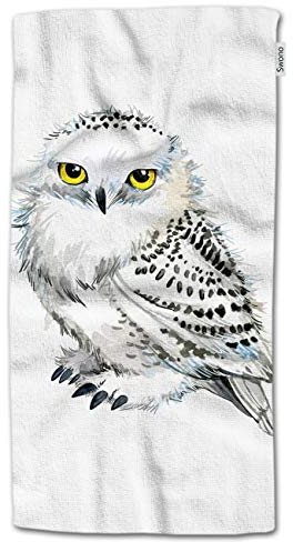 HGOD DESIGNS Weiße Schneeeule Baumwolle weiche Badetücher 38,1 x 76,2 cm