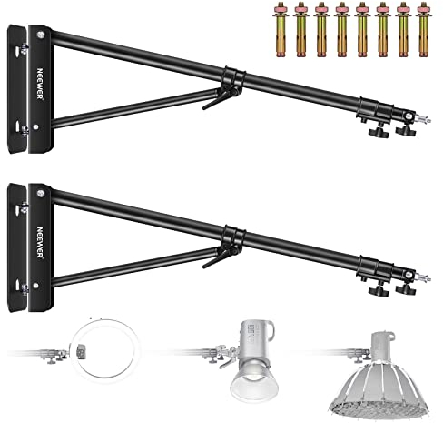 NEEWER 2er-Pack dreieck Wandmontage Auslegerarm für Fotografie Studio Video Blitzlichter Monolights Softboxen Schirme Reflektoren, 180 Grad Flexible Drehung, maximale Länge 180CM (Schwarz)