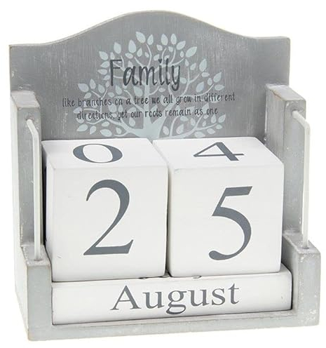 Joe Davies Tree Of Life Grey 'Family' Perpetual Calendar With Shabby Chic Decoration & Quote