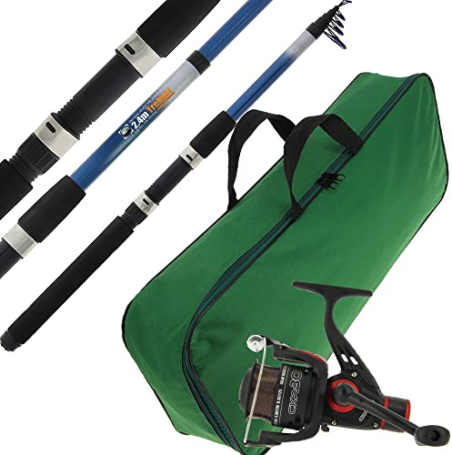 Coarse Match Fishing Travel Telescopic Rod 1.8-3m with Reel 1BB Rear Drag & Travel Bag