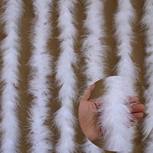 Surakey Weihnachten Girlande Weiße Lametta Feder Deko,2M Weiße Federboa für Weihnachtsbaum,Flauschigen Weihnachtsdeko Weihnachtsband Hängende Dekoration für Weihnachtsbaum Party Kranz Hochzeit