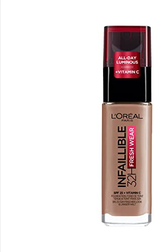 L'Oréal Paris Liquid Foundation, Full Coverage, Lasting Wear, With Vitamin C and SPF 25, Infallible 32H Fresh Wear, 280 Ivory