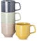 Adewnest Stackable Coffee Mugs Set: 13 oz Ceramic Stacking Cups for Cappuccino Latte Tea - Microwave Safe Mug for Home & Office - 4 PCS, 4 Color Assorted
