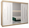 E- MEUBLES Armoire de Chambre avec 2 Portes coulissantes et Miroir Style Contemporain Penderie (Tringle) avec étagères (LxHxP): 100cmx200cmx62cm Maltese 1 (250cm, Chêne Sonoma + Blanc)