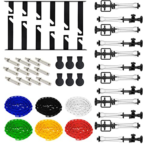 EMART Fotografie 6 Rollen Wandhalterungen Hintergrund System | Manuelle Wandmontageset, 2 Sechsfach Gefaltete Haken, 12 Ausfahrstangen, 6 Ketten, 12 Klemmschrauben, 6 Tragende Anhänge