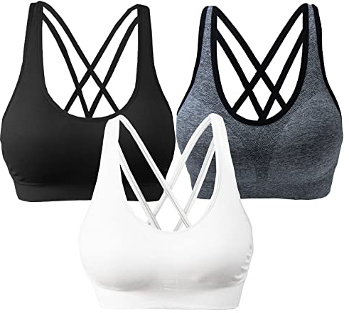 DPZEACA Sport-BHs für Damen, mit Riemen, für Fitnessstudio, Yoga, überkreuzter Rücken, mittlere Belastung, mit herausnehmbaren Pads, Sdp-s20-01, M