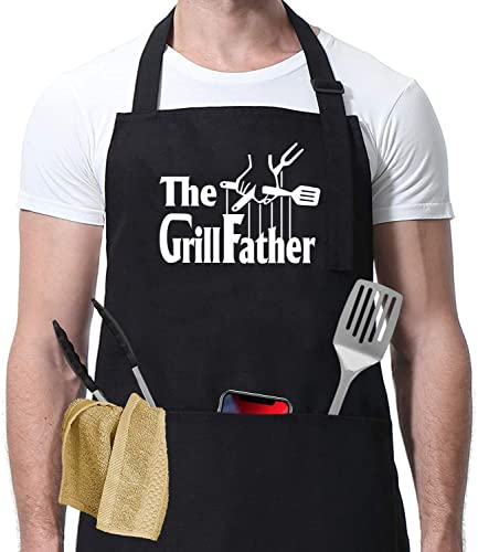 HTDesigns The Grillfather Schürze – Grillschürze – individuelle Schürze – personalisierte Schürze – Kochgeschenke – Geschenke für Papa lustige Schürze – Grillschürze
