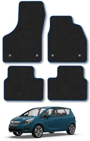 Vauxhall Meriva (2010-2017) Carpet Car Mats | Blue Edge Trim Tailored Fit Floor Mats Full Coverage Protection Accessories Easy Clean Anti Slip Made in the UK